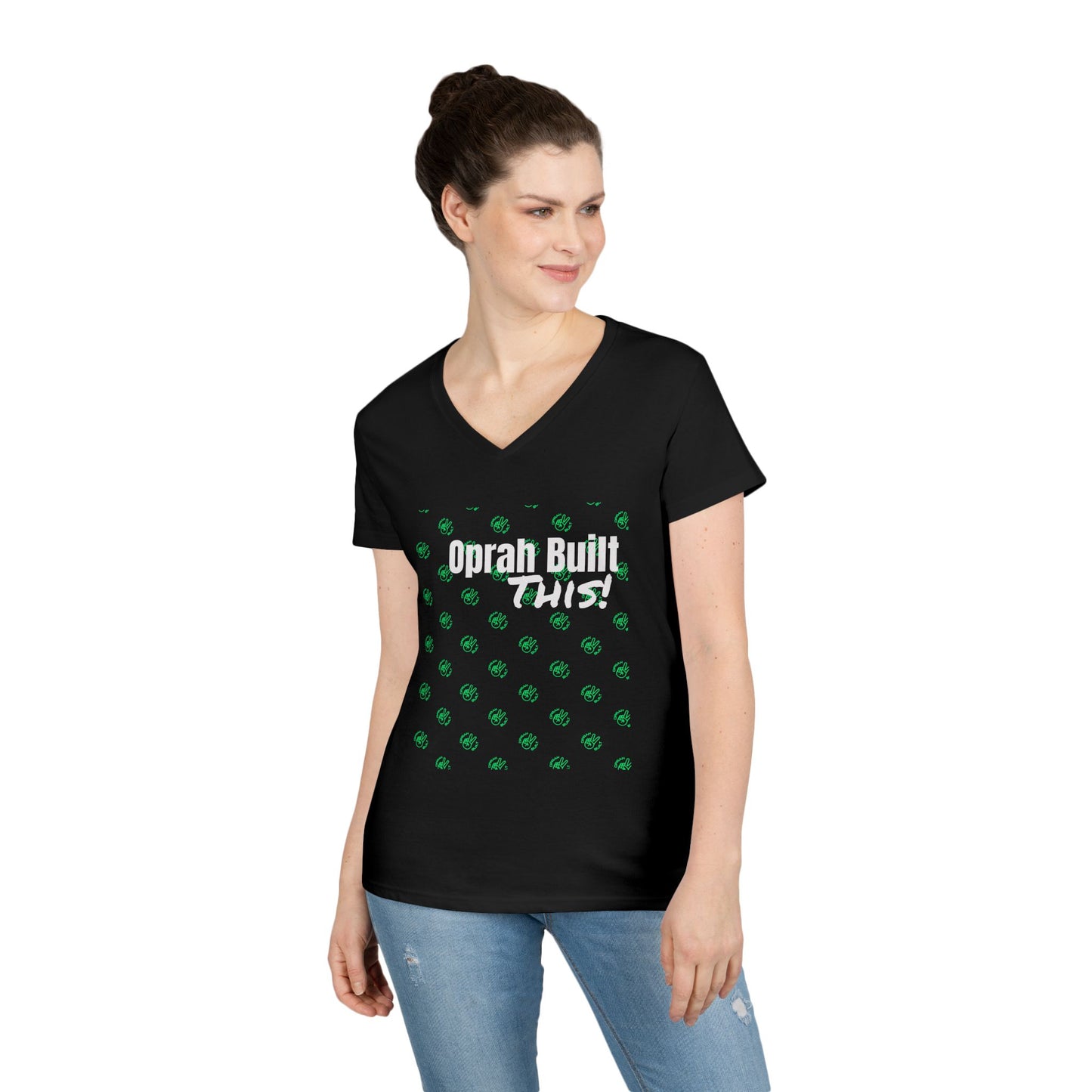Oprah Built This! Patterned Cotton V-Neck T-Shirt